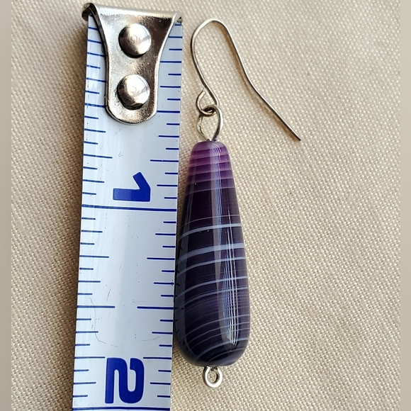 Purple stripe agate drop earrings - Picture 3 of 4